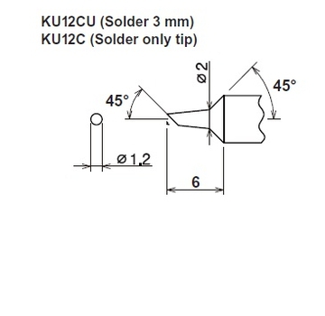 ปลายหัวแร้ง Cera cote kunoichi ku12cu solder 3mm ku12c solder tip